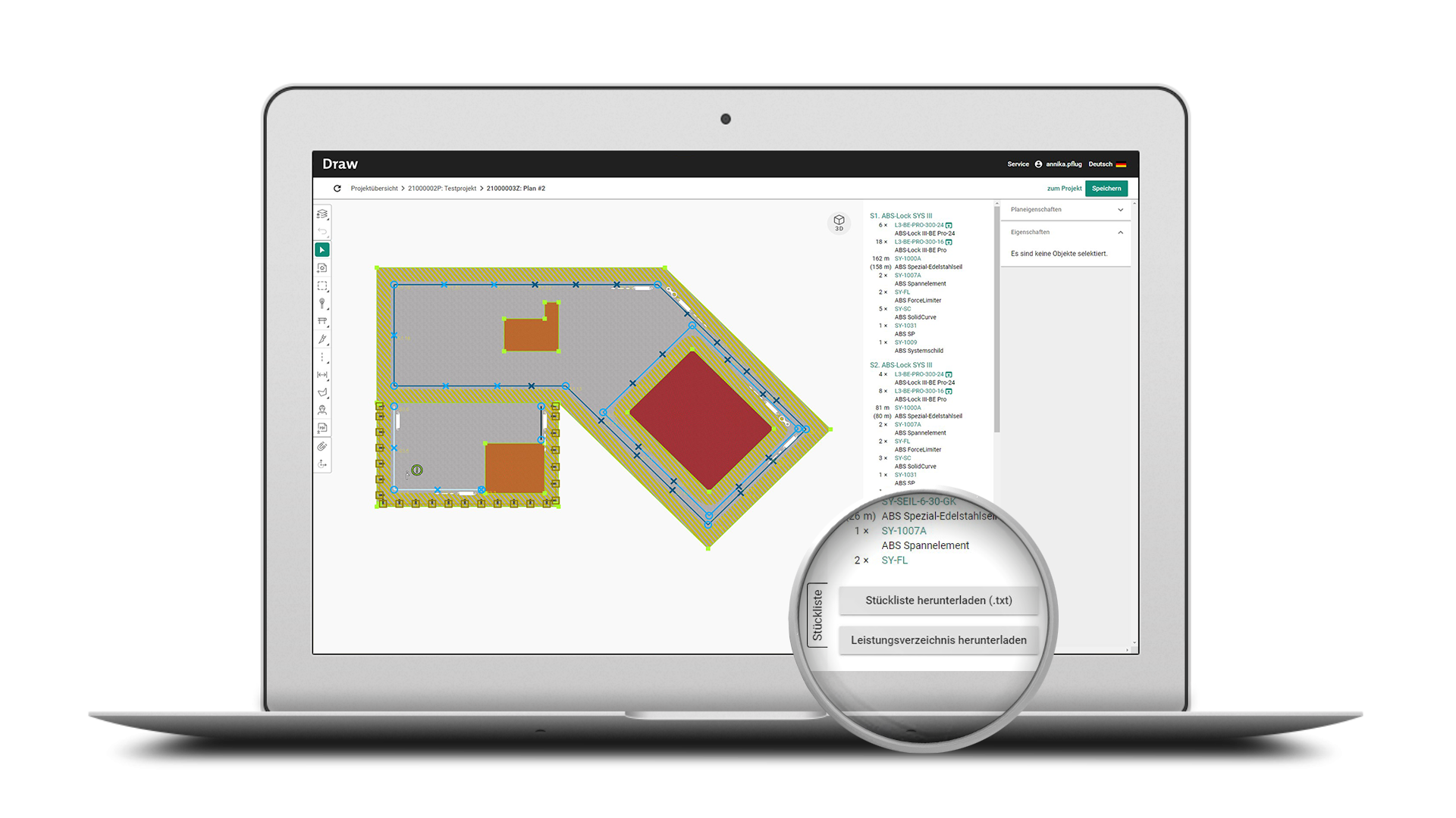 webgl planungstool stuekliste abs safety