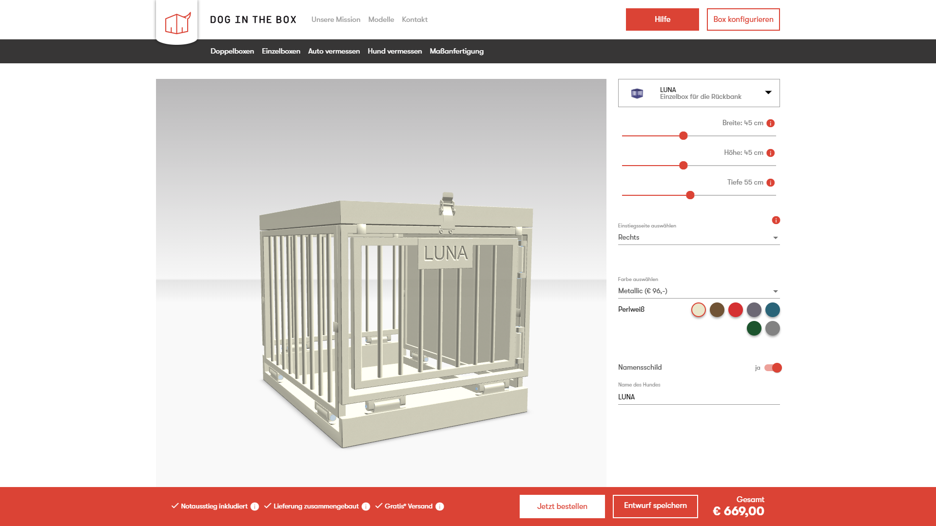 webgl dogbox configurator white singlebox