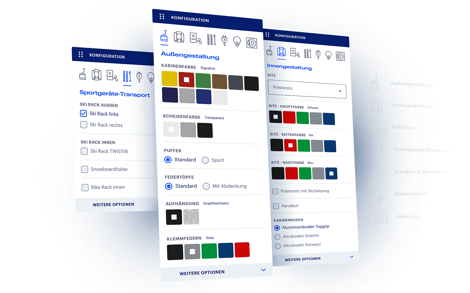 konfigurator webgl options icons doppelmayr ropeway