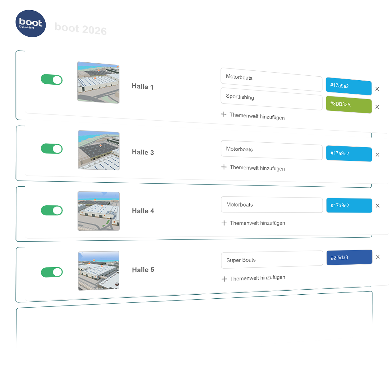 konfigurator webgl zentrale steuerung messe duesseldorf werbeflaechen