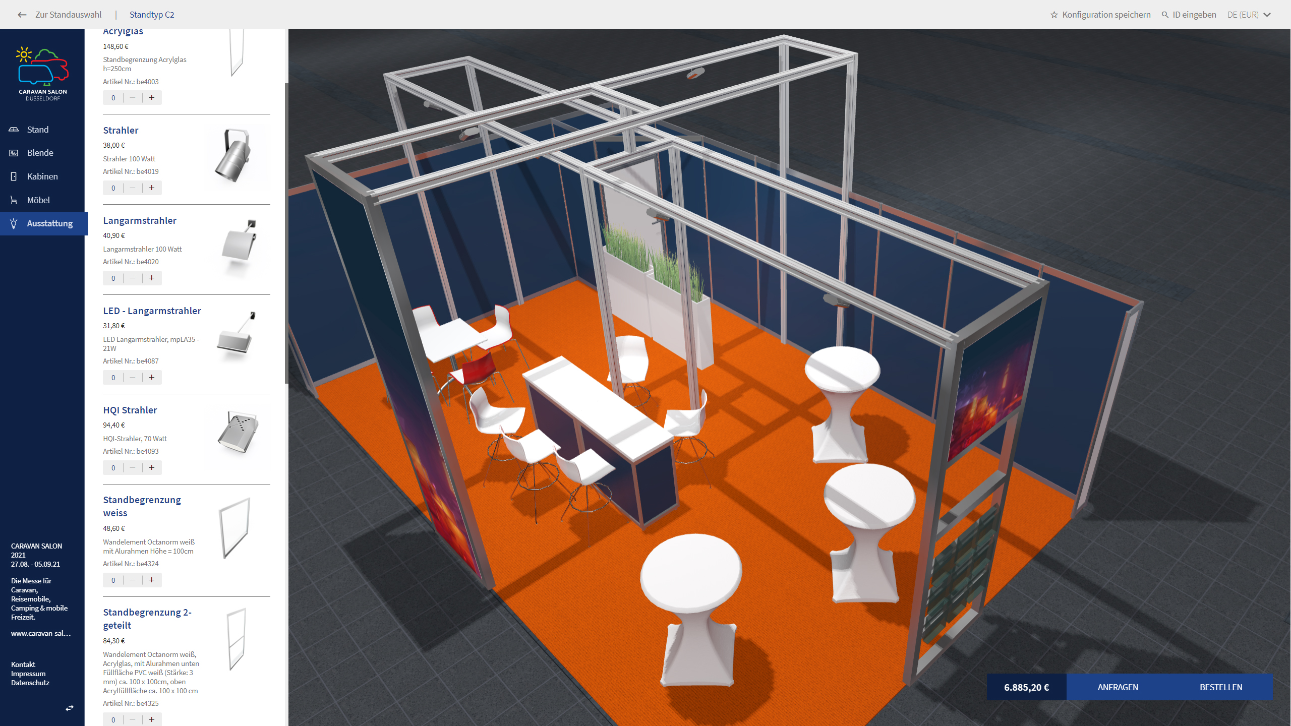 konfigurator webgl carousel stand construction C2 furniture messe duesseldorf