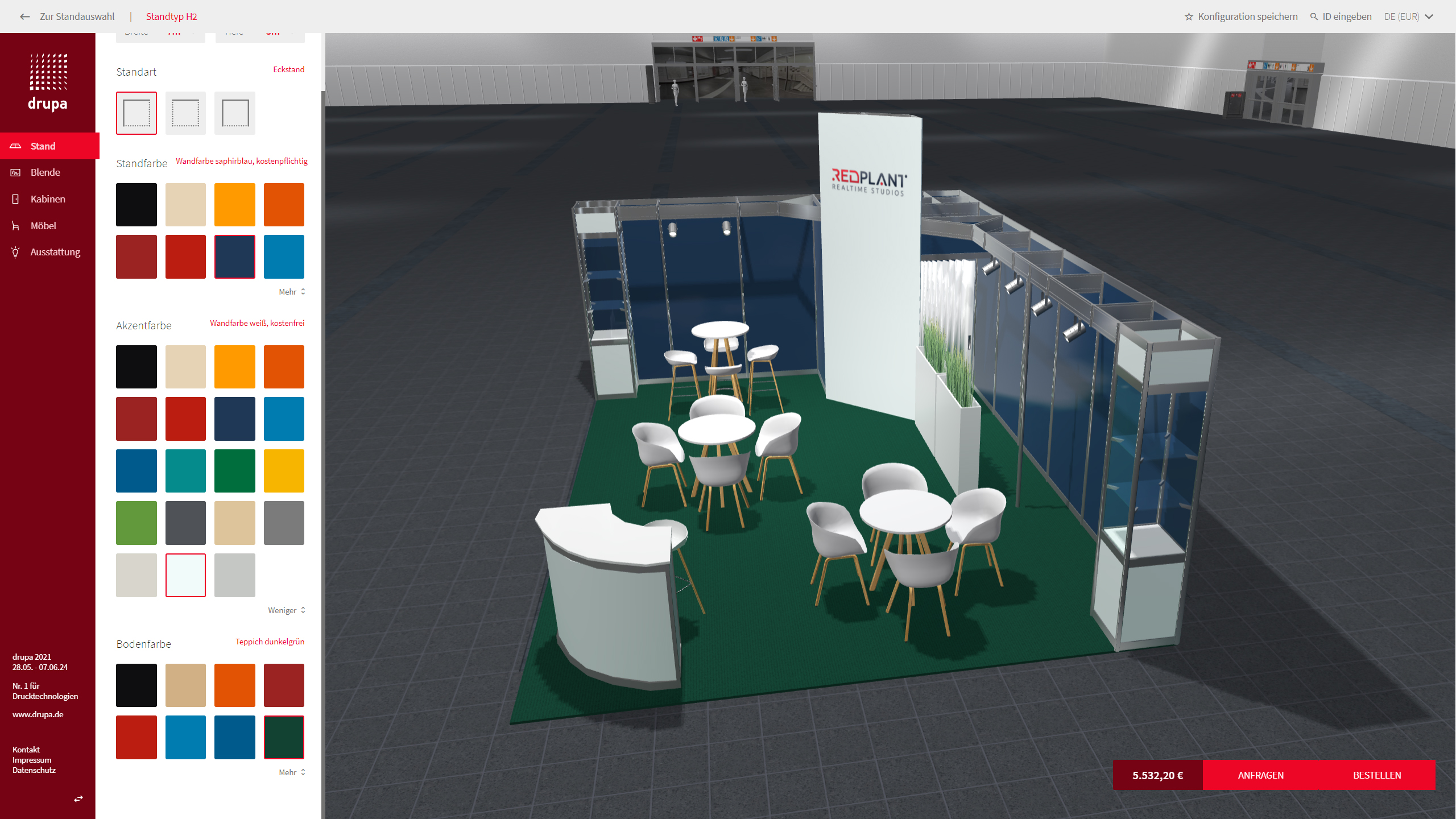 konfigurator webgl carousel stand construction H2 color messe duesseldorf