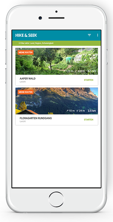 ios app hike and seek my routes function