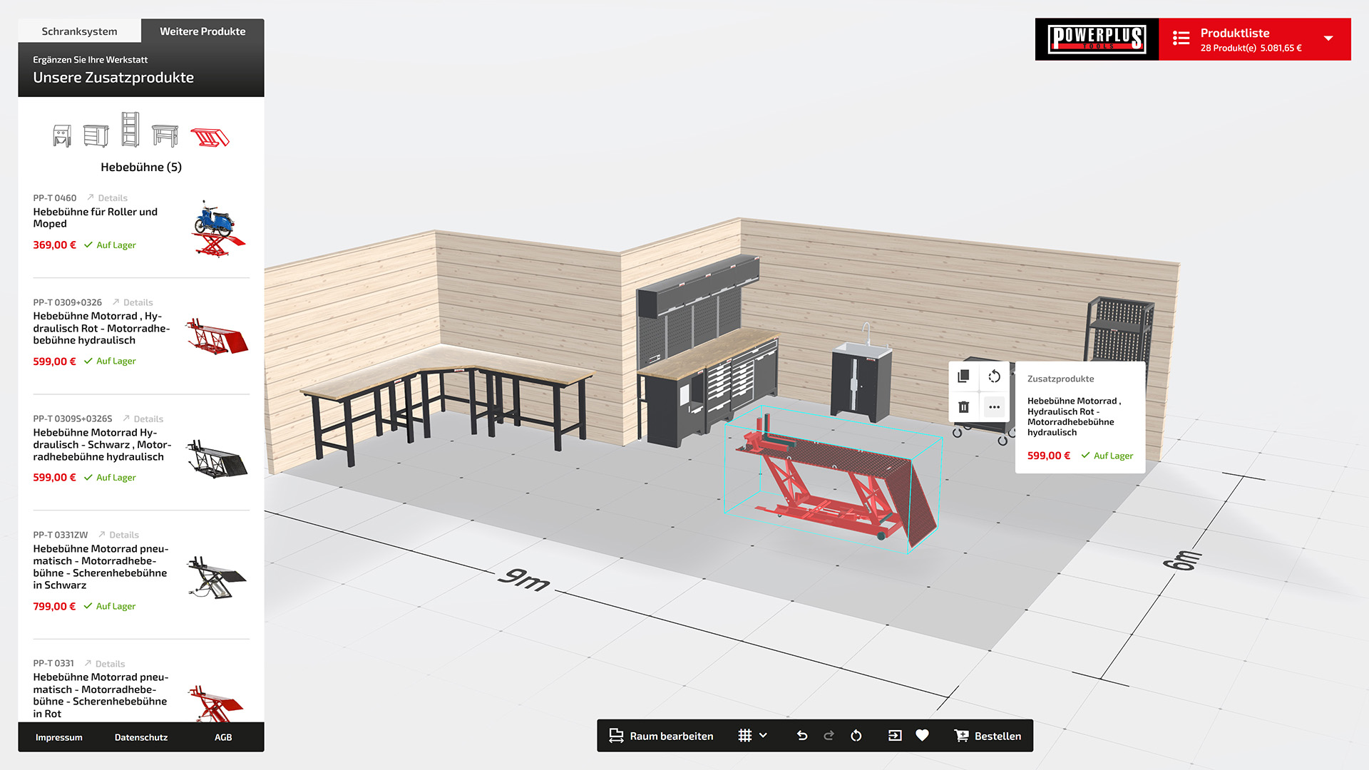 webgl planungstool rollerwerkstatt powerplustools