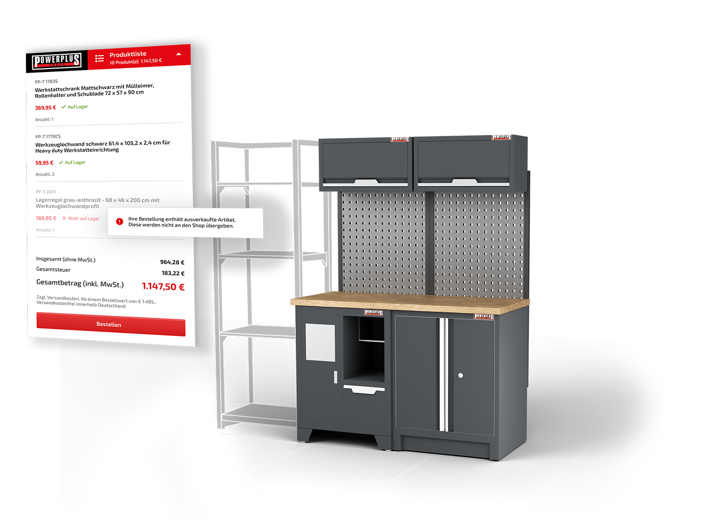 webgl planungstool stueckliste ausverkauftes produkt powerplustools