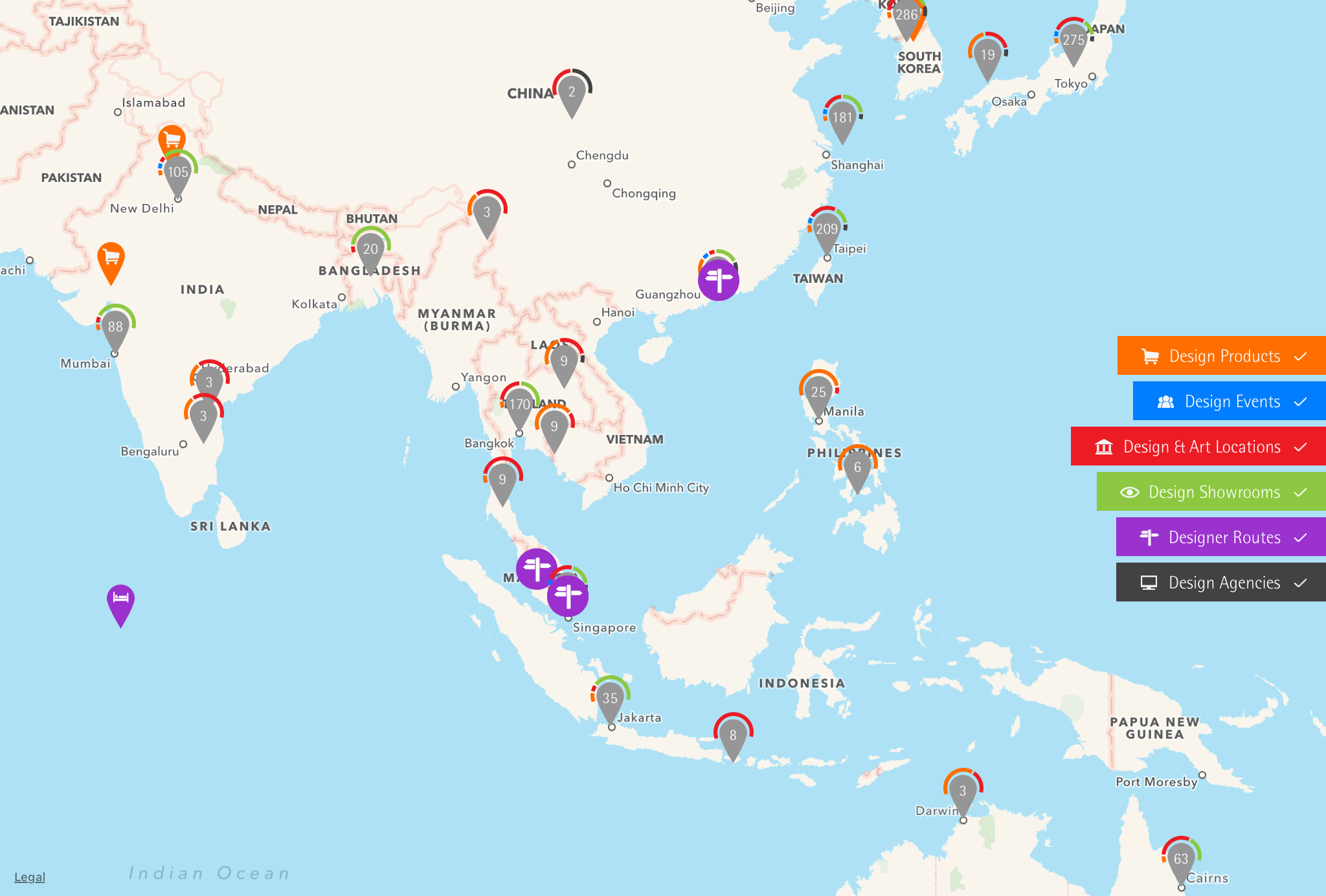 red dot maps design locations asia