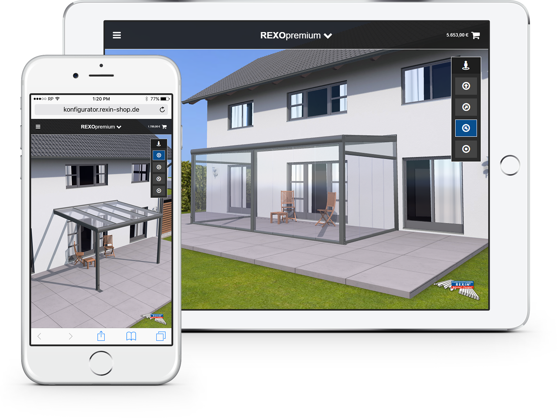 rexin webgl configurator roofing on ipad and iphone