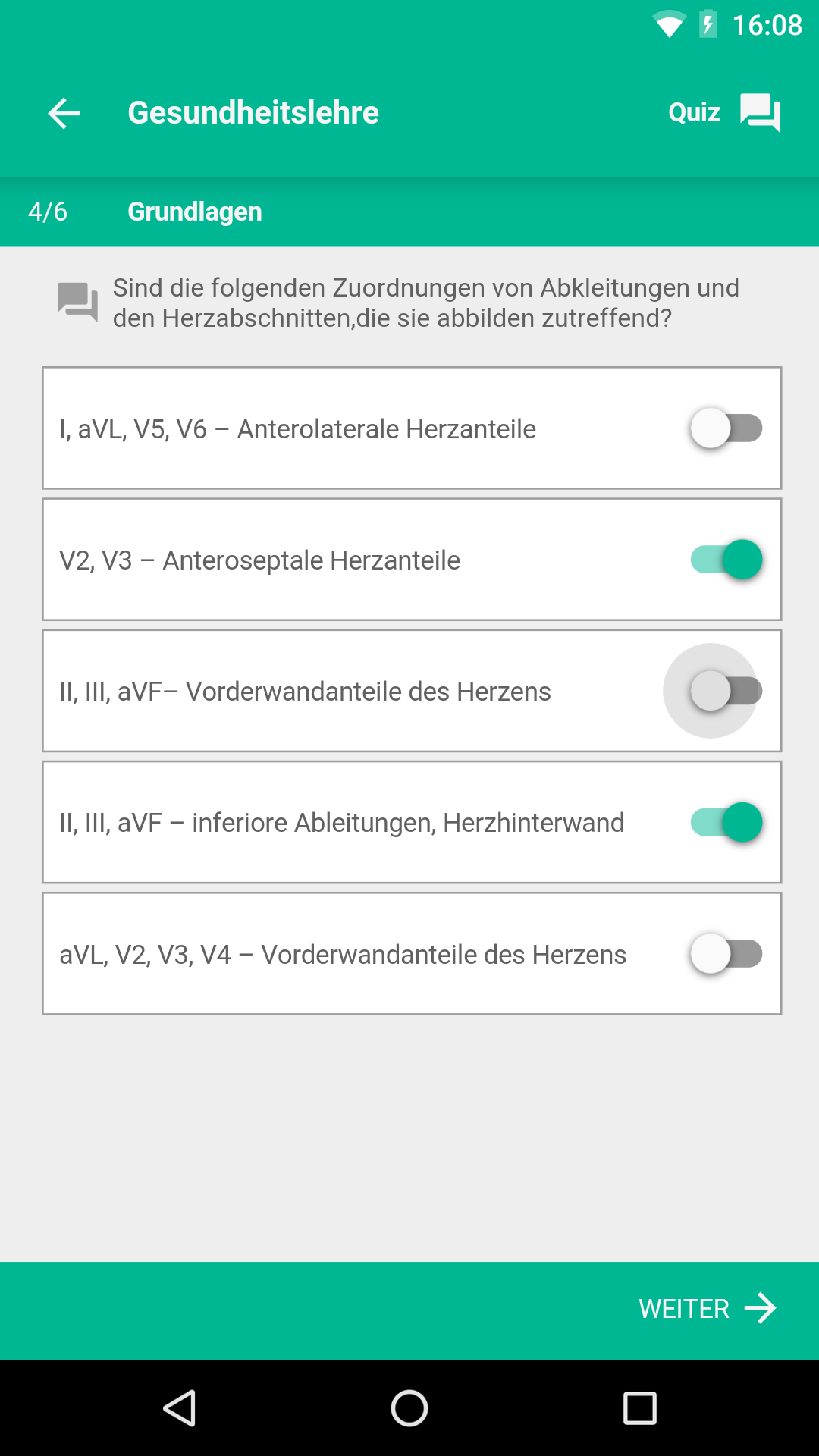 quiz multiple choice fragen auf emed uni ulm app